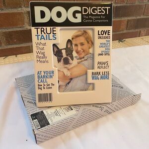 Enesco Dog Digest Magazine Frame, Cream, with Fold-out Stand, New in Box